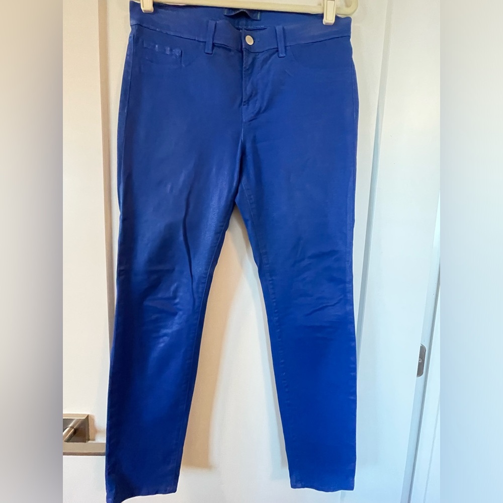 J Brand x Net-A-Porter Coated Skinny Jeans in Royal Blue size 32